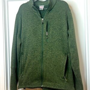 Avalanche green full zip pockets warm sweater jacket - mens size XL